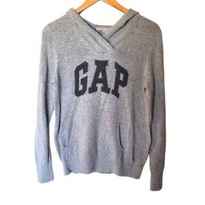 Gap Gray Sweater Hooded M Medium Cotton Angora Rabbit Hair Blend Kangaroo Pocket
